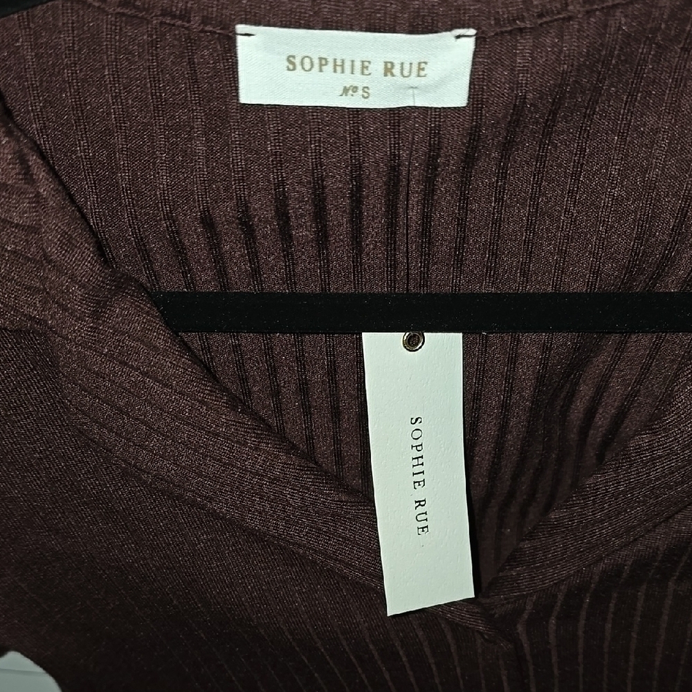 SOPHIE RUE Womens Brown Ribbed Shirt NWT - Picture 2 of 4